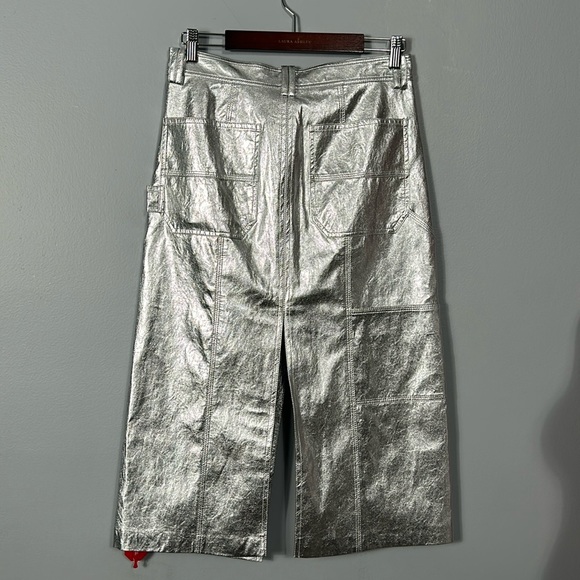 A.L.C.Alden Vegan Leather Midi Pencil Skirt Silver Metallic size 6 - Picture 6 of 17